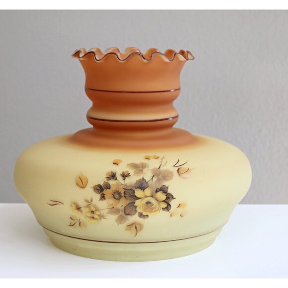 1970's Vintage Large Cottage Floral Hurricane Lamp Shade ~ Hand Painted ~ 70s - Picture 1 of 7